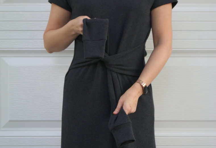 sleeve ties on t-shirt dress