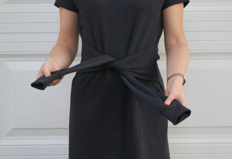 sleeve ties on t-shirt dress