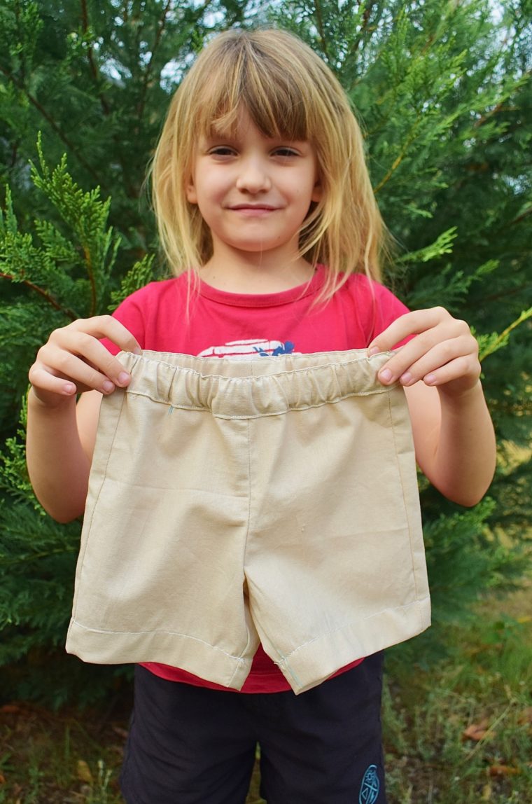 Teach kids to sew with this free shorts pattern.