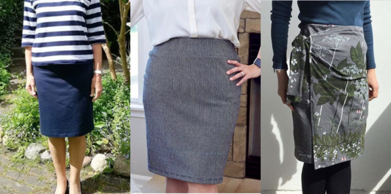 A round-up of spring skirts sewn using the Kensington Knit Skirt sewing pattern.