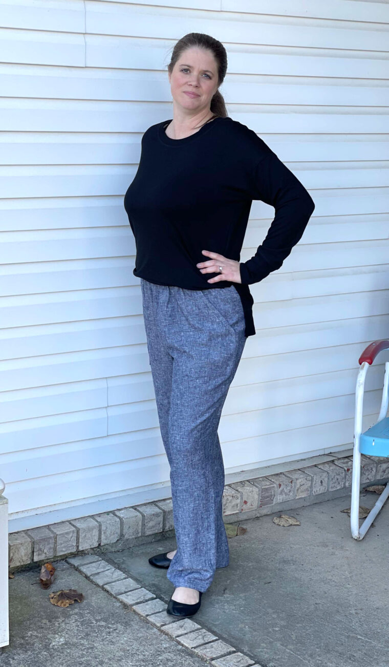 Make your own trousers in multiple fabrics with this sewing pattern.