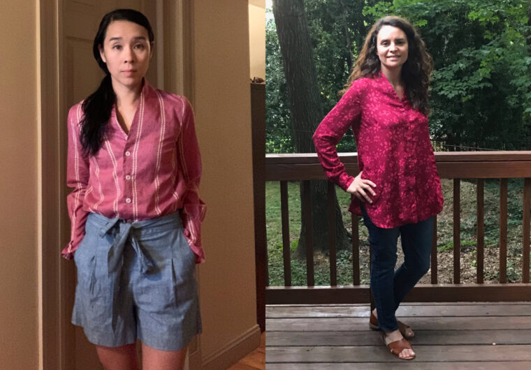 DIY shawl-collar button-up shirt sewing pattern.