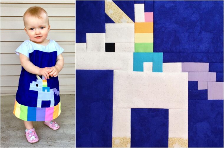 Learn how Mindy used a quilt block in this sweet baby dress.