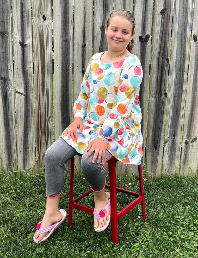 Debbie made a knit Gelato Blouse for her granddaughter.