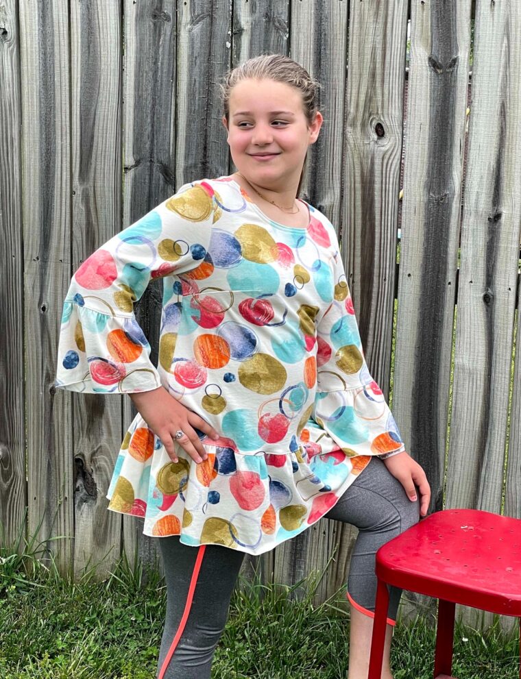 Debbie made a knit Gelato Blouse for her granddaughter.