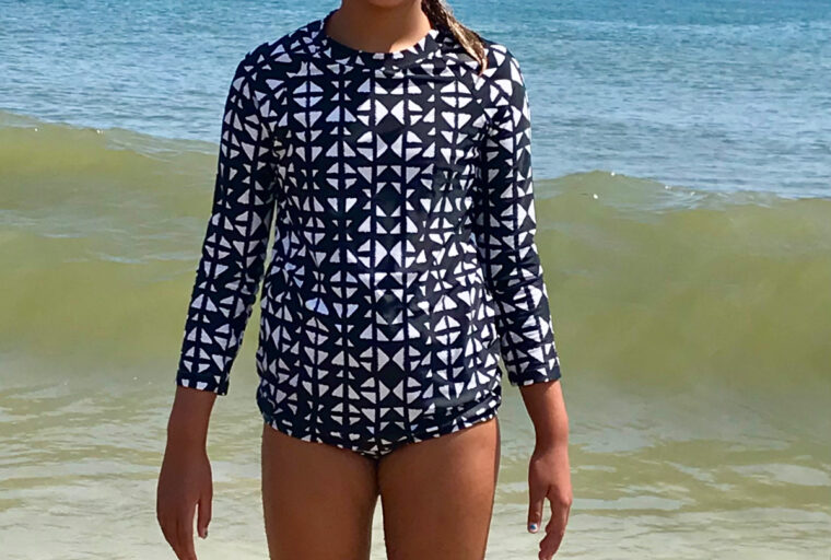 diy lined kid's rash guard 