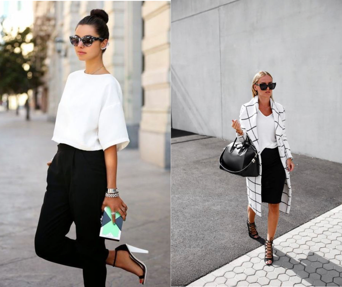 White top outlet black bottom outfit