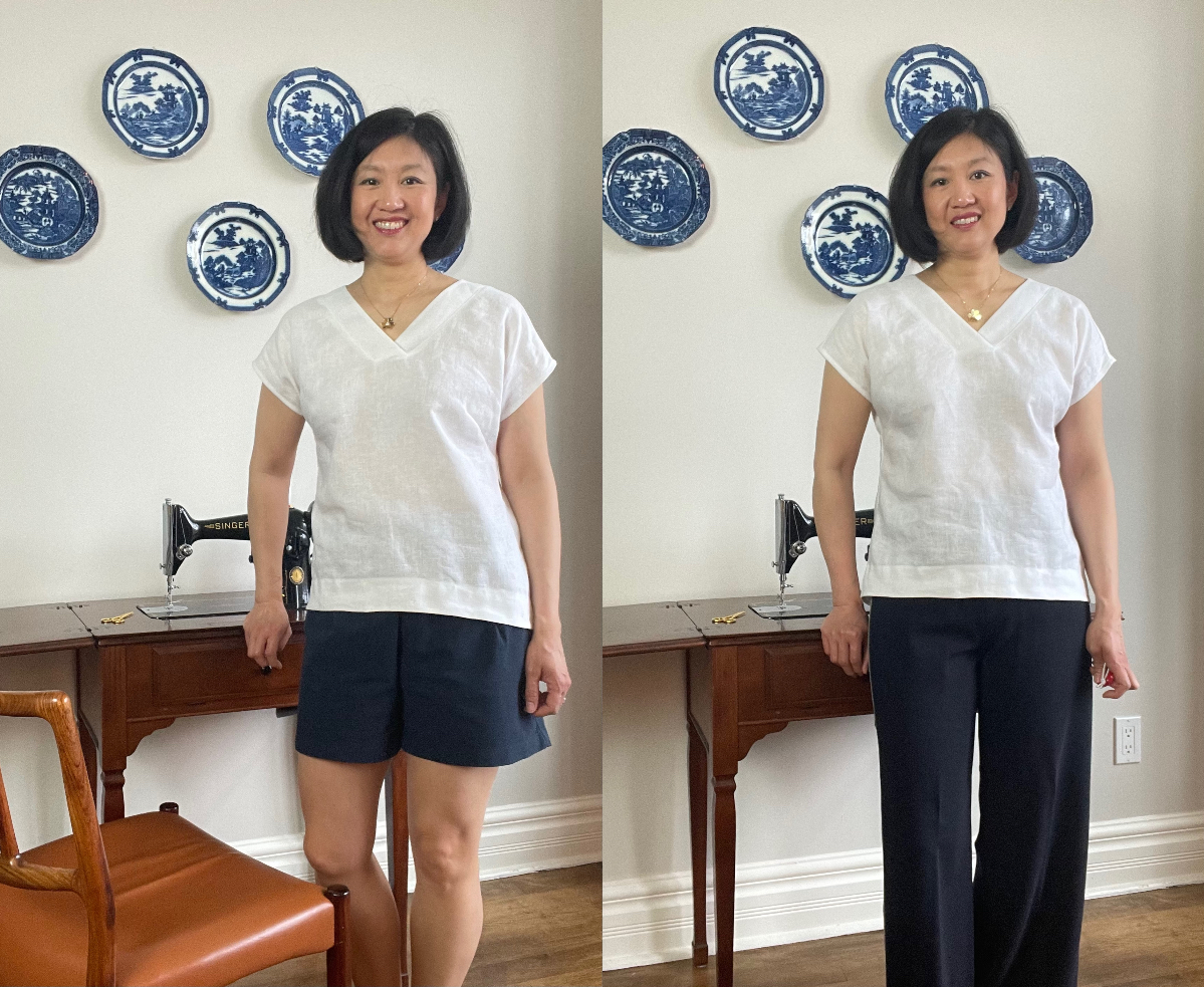 DIY white linen t-shirt.