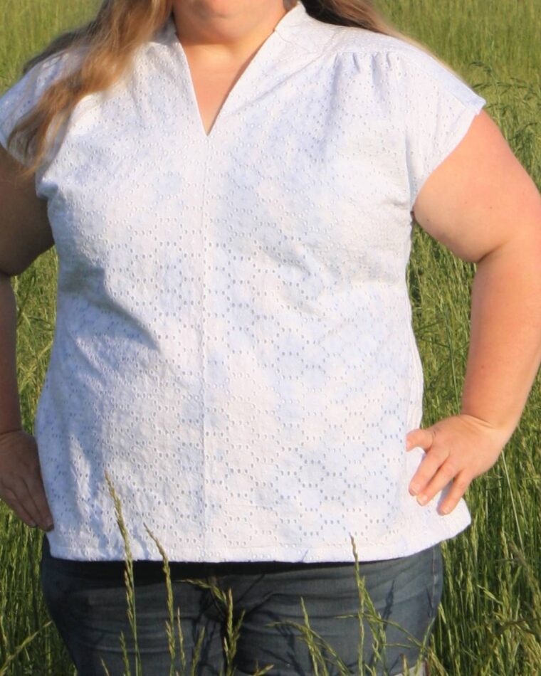 Make a fabulous summer wardrobe piece using the Fira Top and cotton eyelet fabric