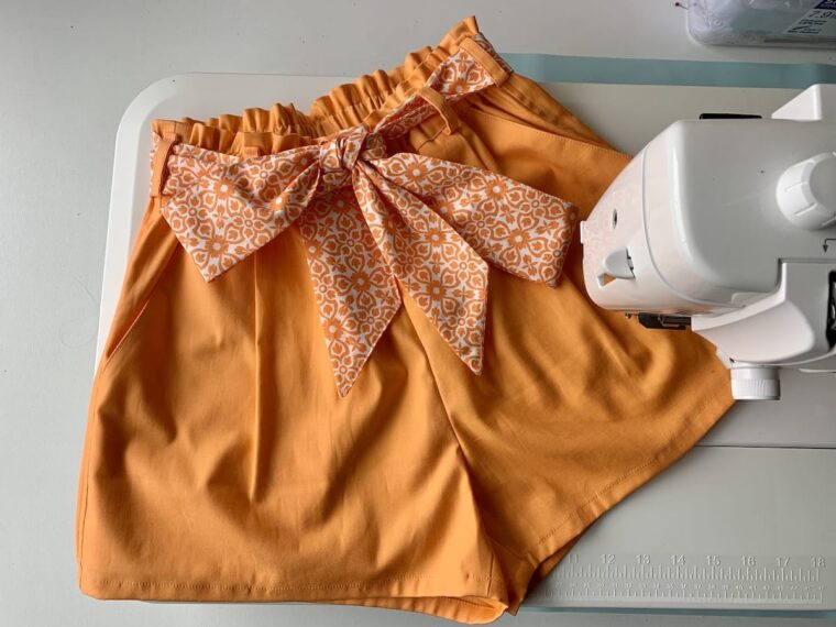 Liesl + Co Lisboa Shorts-orange with a printed bow