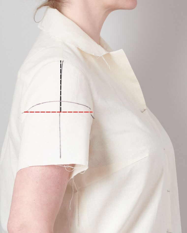 Liesl + Co Camp Shirt Sleeve Cap Adjustment-reference lines