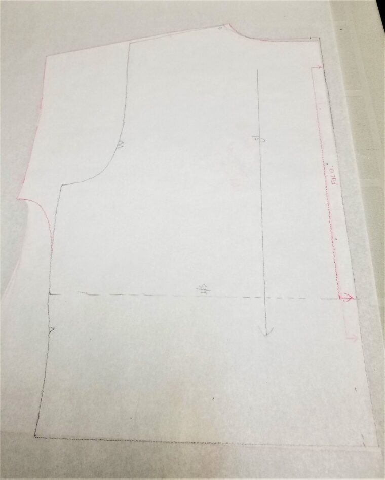 Traced copy of a sewing pattern