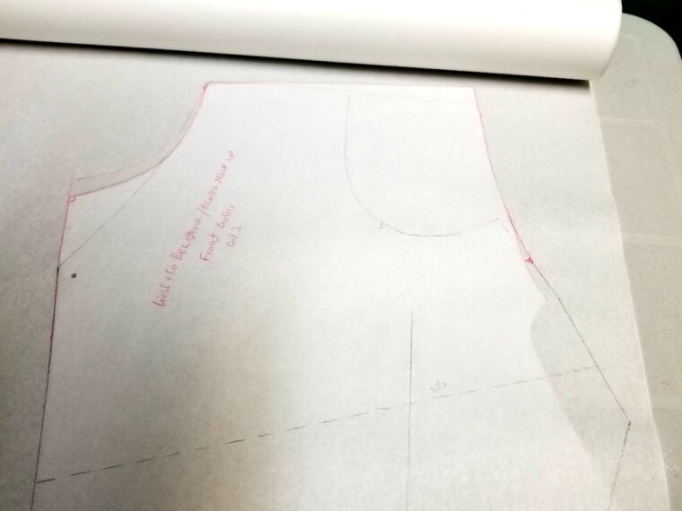 Traced copy of a sewing pattern