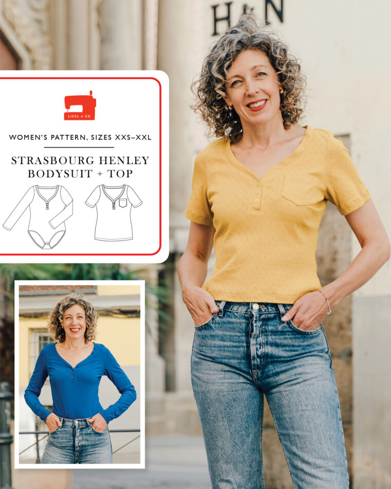 Liesl + Co Strasbourg Henley Bodysuit + Top sewing pattern