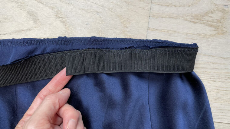 Garibaldi bias slip skirt elastic sewn to top of skirt