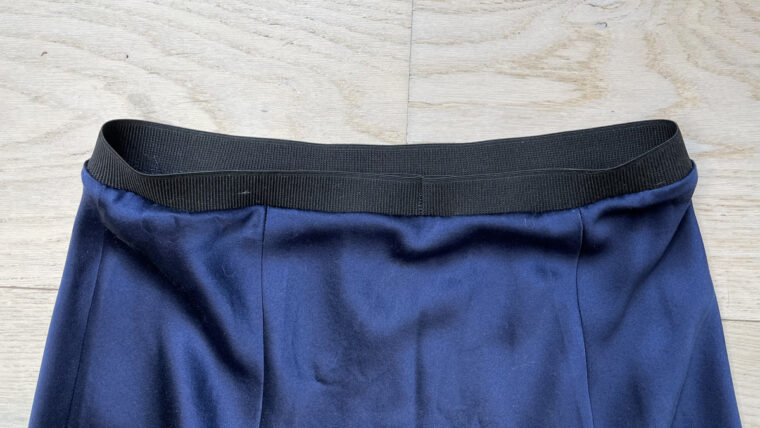 Garibaldi bias slip skirt elastic sewn and turned at top of skirt