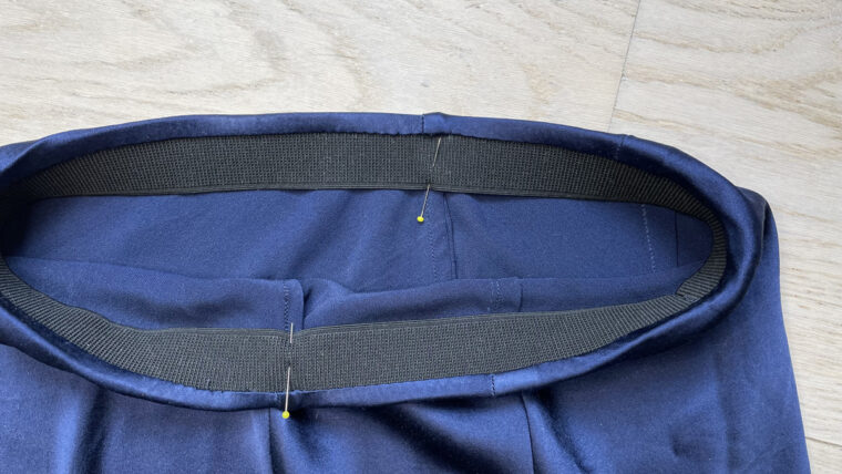 Garibaldi bias slip skirt elastic sewn to side seams