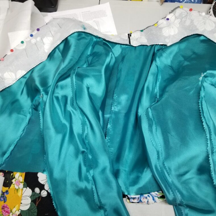 Jacket with teal lining