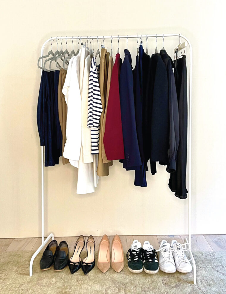 Liesl's core wardrobe consists of about 20 pieces in a tight color palette