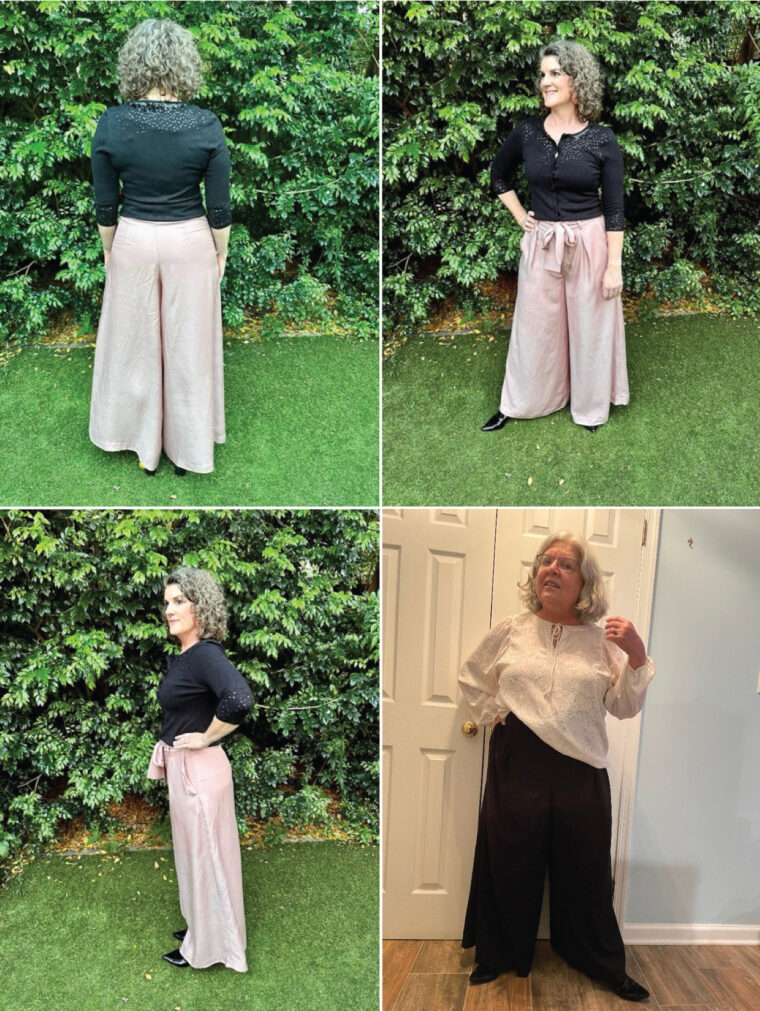 testing photos of the new Liesl + Co Cannes Wide-Legged Trousers sewing patterns