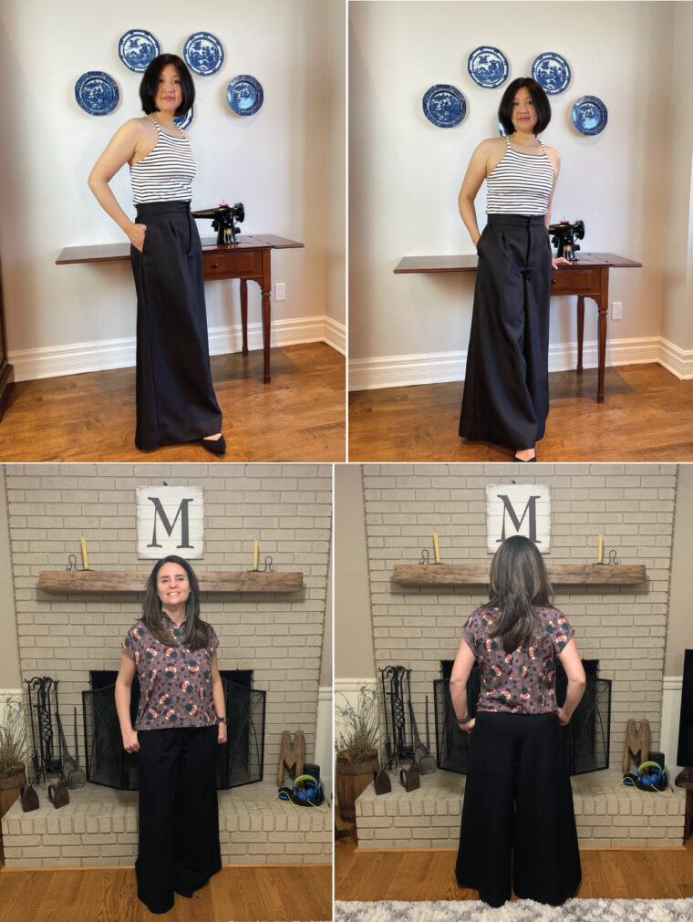 testing photos of the new Liesl + Co Cannes Wide-Legged Trousers sewing patterns