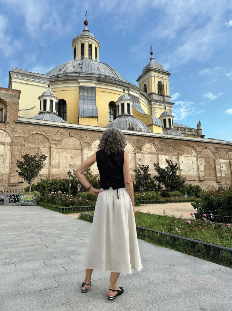 just the skirt from our Tomigaya Shirt Dress sewing pattern: the smocked waistband is a fun detail! 