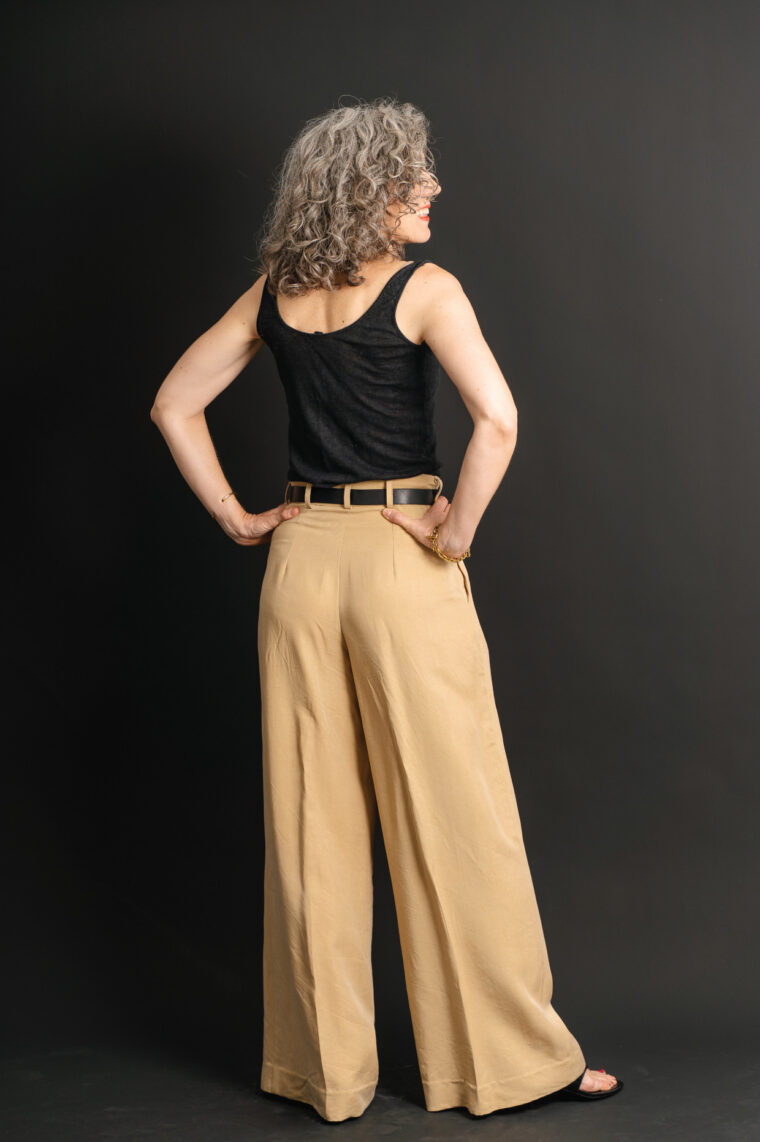 Khaki Cannes Trousers in viscose blend fabric