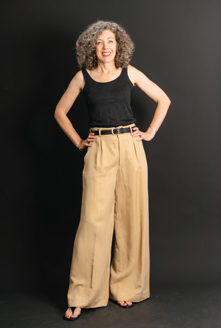 Khaki Cannes Trousers in viscose blend fabric