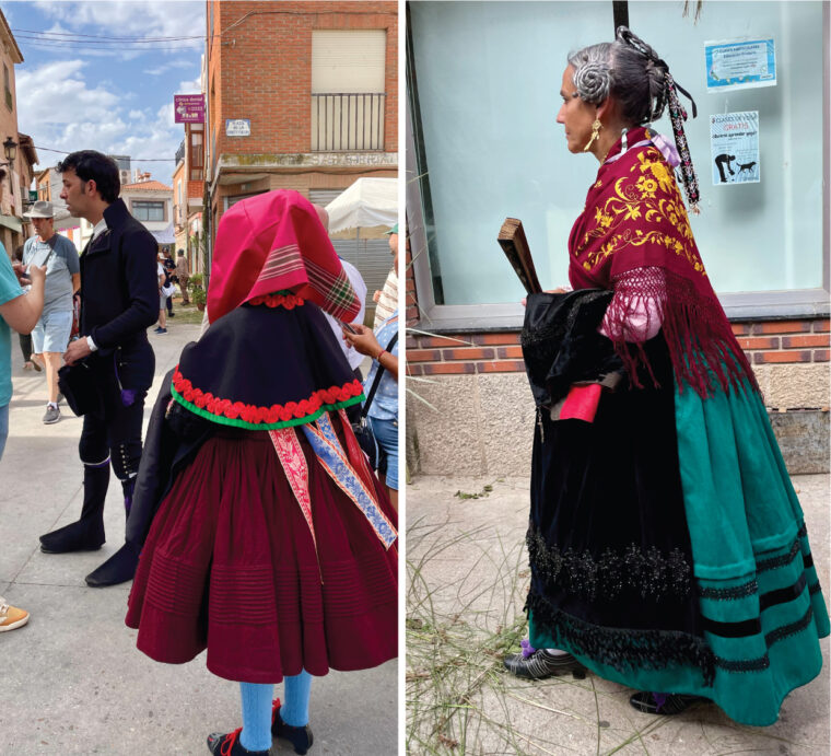 a few visitors to Lagartera in their own regional costume from other parts of Spain on the occasion of Corpus Christi