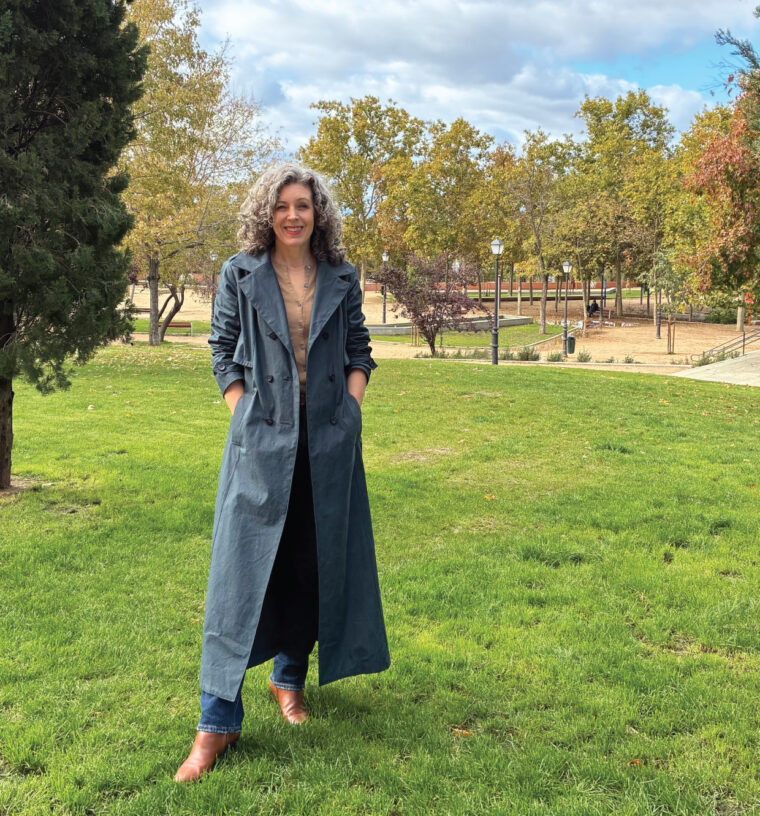 Liesl's dark navy Prado Trench Coat