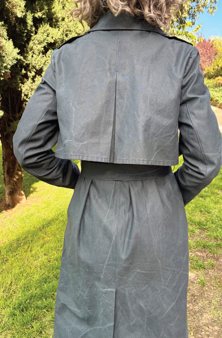 Liesl's dark navy Prado Trench Coat