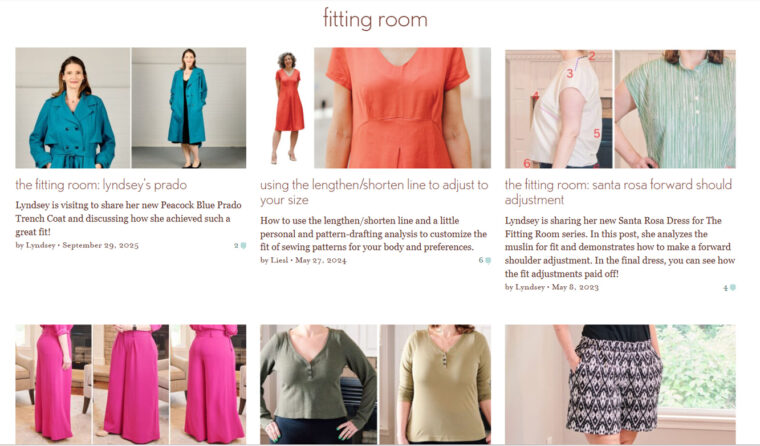 screen shot of fitting room page