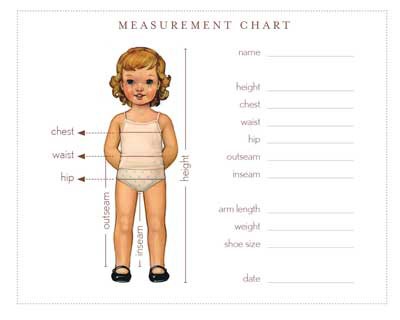 Baby Measurement Chart For Sewing
