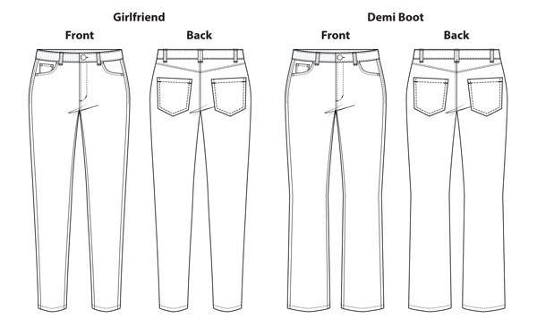 Womens Jeans Pants PDF Sewing Pattern, High Rise, Ankle Length, Demi Boot  /girlfriend Fit Jeans, Pockets, Sizes 00-20, Print-at-home 