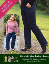 digital mountain view pull-on jeans sewing pattern