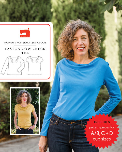 Cowl long sleeve dress, PDF sewing pattern