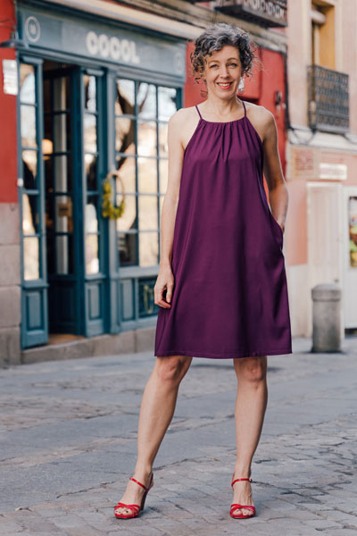 A photo of a finished Enmore Halter Dress and Top.