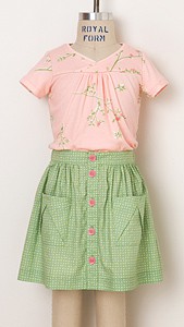 digital hopscotch skirt, knit top, + dress sewing pattern