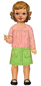 digital hopscotch skirt, knit top, + dress sewing pattern