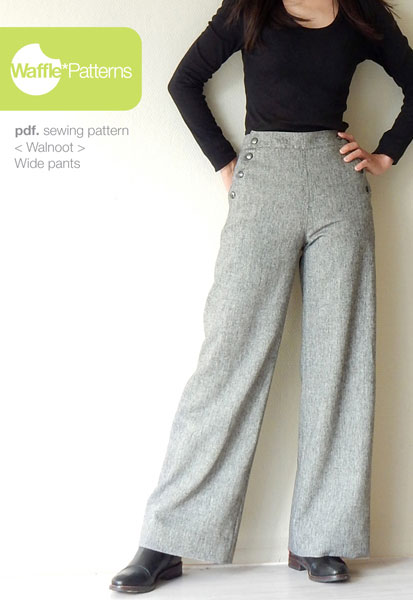 digital walnoot wide pants sewing pattern